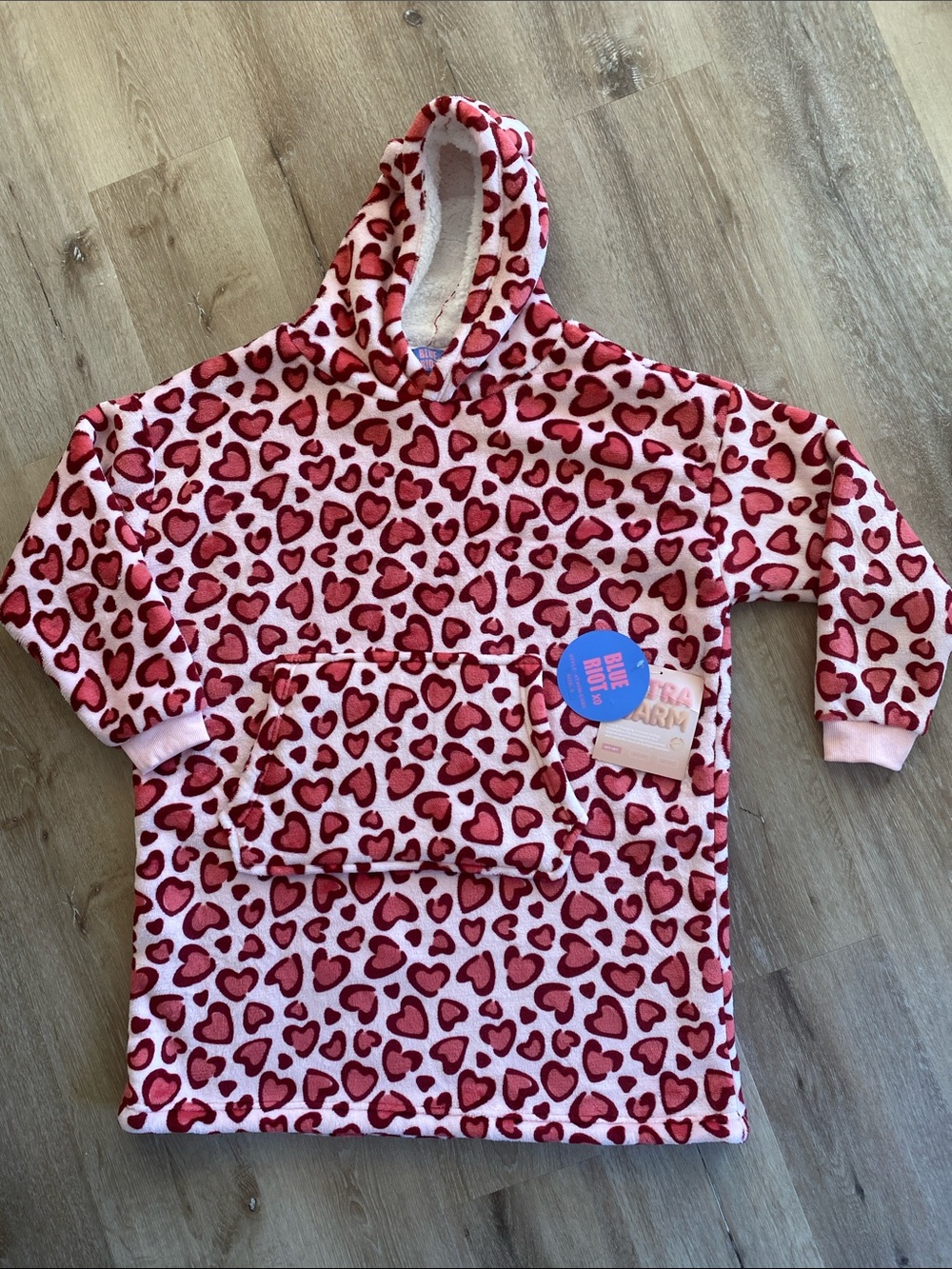 🆕 Plush Hoodie Sherpa Soft Comfy Fleece Oversized Hoodie Ears Pocket Hearts ✨